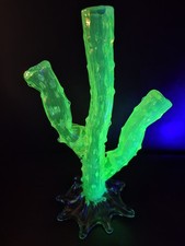 Victorian Vaseline Urainium Glass Vase by John Walsh, England, 1800s-1900s picture