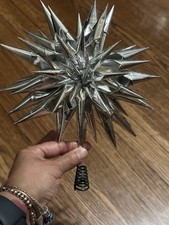 VTG Polish Silver Foil Hedgehog Folded Christmas Tree Topper Paper picture