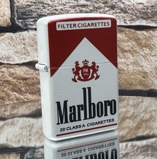 MARLBORO ADVERTISIGN VINTAGE METAL WINDPROOF LIGHTER NOT A ZIPPO picture