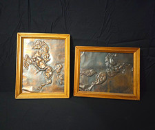 Vintage 3D Hand Made Hammered Copper Horse Plaques picture