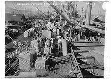Photo:Deck of LUCIA Covering Buoyancy Boxes 1910s Ship Workers picture