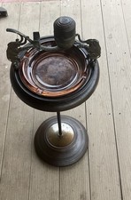Vintage Art Deco Brass Elephants Standing Floor Ashtray Pipe, Smoking Ashtray picture