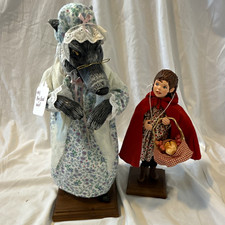 Simpich Little Red Riding Hood & Big Bad Wolf Figurines Set 2 Handmade 2004 picture
