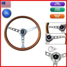 Hiracing 15inch Wood Grain Steering Wheel Horn Button Brushed Spoke 021 picture