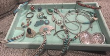 130g Sterling Silver Lot Of Imperfect Native American Turquoise Jewelry Repair picture