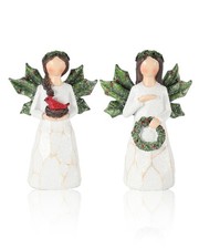 Set of 2 Glittering Christmas Angel Figurines - 5.1'' Holiday Ornaments, Festive picture