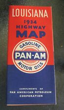 1934 Pan-Am Gasoline Motor Oils LOUISIANA Highway Map UNUSED H.M. Gousha Copy picture