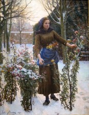Oil painting lady art Last-Flowers-Jules-Adolphe-Breton-Oil-Painting picture