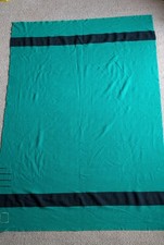 Vintage Hudson’s Bay 3.5 Point Wool Green Blanket 87 X 60 No Tag picture
