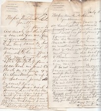 1879 Salmon Jones Bassett 2 Handwritten Letters Burlingame Albany to Hudson NY picture