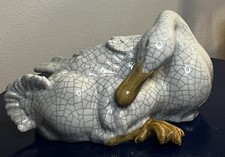 VTG Chinese Shiwan Pottery Porcelain Duck Figurine Crackle Glaze Statue 12.8