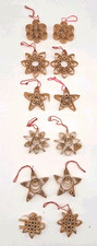 12 Vintage Scandinavian Curled Shaved Wood Christmas Ornaments Carved            picture