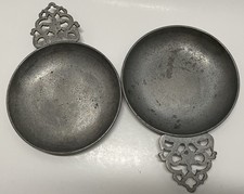 Vintage Pair of Stede pewter porringer bowls with horse head maker's mark picture