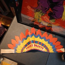 Vintage Original Chief Paints Indian Native American Head Dress Band Hat Sign picture
