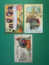 Antique Thanksgiving Postcards Lot 3 Singing Turkeys Pumpkin Harvest Novelty picture