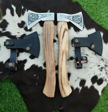 2pc Custom Handmade Carbon Steel throwing Axe Battle Tomahawk viking axe camping picture