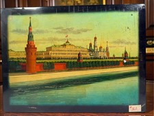 Vintage Russian Lacquer Box, Moscow Kremlin Scene. picture