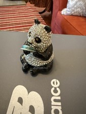 Bejeweled Panda With Leaf Trinket With Mini Panda Necklace picture