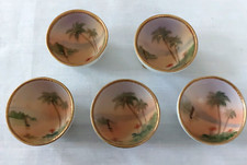Vintage Set 5 Nippon bowls hand painted Petite footed Porcelain Salt Cellars Cup picture