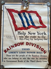 Original 1918 WWI Poster 42nd Rainbow Division Third Liberty Loan Honor Flag NY picture