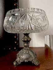 Antique RARE Authentic Loevsky&Loevsky Crystal Vase, brass base🌟 picture