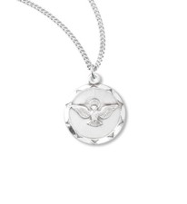 925 Sterling Silver Holy Spirit Pendant Medal Necklace With Chain & Box picture