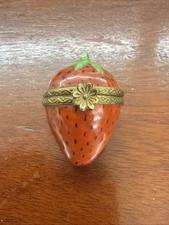 Rare Vintage Limoges Peint Main Ltd. Ed. Strawberry Hinged Box picture