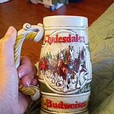Vintage 1980s Budweiser Clydesdale Beer Stein Mug Ceramarte Brazil Promotional picture