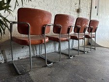 Vintage Red Chrome InterRoyal Chair Chairs MCM Modern Cantilever Set Dining MOD picture