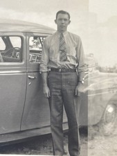 1930s Chevrolet Sedan Man Vintage Auto Photo picture