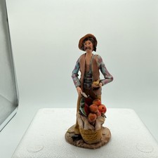 Vintage Italian Terracotta Fruit Merchant Figurine Hand Painted Sicilian 7.5” picture
