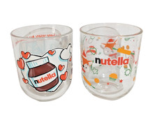 RARE NUTELLA Collectible Glass LOT of 2  Fox / Snowman + Good Morning Thank You picture