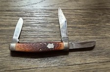 Vintage Camco USA 772 Stockman Pocket Knife 3 Blade Jigged Handle picture