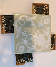 Vtg Mexican Ceramic MCM Tile Match Book Holder Green White Cottage Core picture