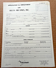 Vintage 1967 Delta Air Lines Employment Application Form Aviation Ephemera 6-67 picture