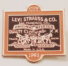 Vintage 1993 Levi Strauss CIT Employee Pin Two Horse Enamel Lapel Badge Vtg 90s picture