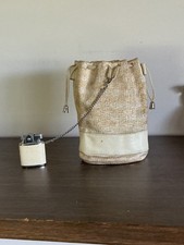 Exquisite 1920s Flapper Girl Bucket Bag w/Chain Linked  Leather Wrapped Lighter picture