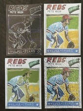 ACEO Sketch Trading Print Card Topps 1977 * Pete Rose Cincinnati Reds 4 Lot Art picture