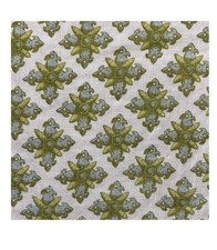Raoul Textiles GRANADA Natural Linen Handprint Green Blue Beige Fabric 1.75yd picture