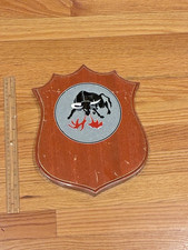 VINTAGE NAUTICAL PLAQUE - SUBMARINE - UNKNOWN INSIGNIA SYMBOL - BULL WITH FIRE picture