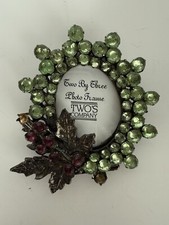 Two’s Company Vintage Rhinestone Oval Metal Picture Frame. Missing 3 Stones  picture