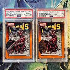 Topps 2024 Chrome Marvel Scarlet Witch MI4 Icons PSA 9/10 Alpha and Omega /25 picture
