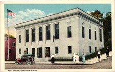 c1920 Post Office Building Street View W/Car Gardiner Maine ME Vintage Postcard picture