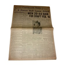 Vintage Jan 5 1942 Cleveland News Newspaper WWII Draft Registration 20-44 Luzon picture