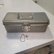 Vintage Antique Metal Cash Tool Or Tackle Box w/Original Key by Excelsior USA picture
