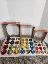Lot Of 34 Vtg Mercury Glass Mixed Ornaments Shiny Brite Made USA Christmas *Read picture