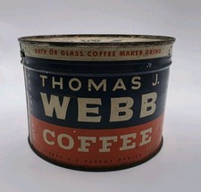 NOS Vintage Coffee Tin Thomas J Webb 1-Pound Original Key Full And Sealed  picture