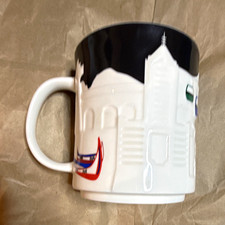 Starbucks Taiwan Embossed City Relief Ceramic Mug 16 fl oz Black White Red 2014 picture