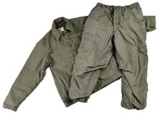 Vintage USN Navy Army Military Green Fleece Lined A-2 Jacket WL-1 Pants SET picture