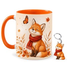 Hyturtle Fall Fox Coffee Mug And Keychain - Cute Fox Gift For Women - Autumn picture